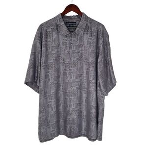 EXOFFICIO Tropical Mosquito Print Grey Short Sleeve Button Down Men's Shirt XXL